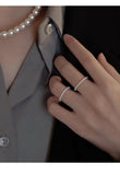 S925 Sterling Silver Retro High-end Sense Overlapping Pearl Ring Niche Unique Tail Ring Light Luxury Sweet Ring  Women