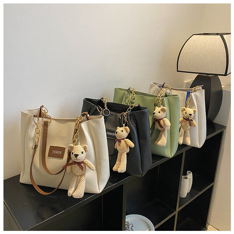 Korean Style Texchy Large Capacity Tote Bag Women's 2025 New Fashionable Fashionable Casual Student Class Bag Shoulder Bag