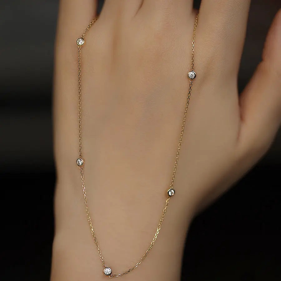 S925 Sterling Silver Necklace Five Diamond Lianzhu European and American Light Luxury Diamond Collarbone Chain Luxury TWINKLE QUEEN