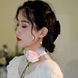 925 Sterling Silver Natural Pearl Shell Orchid Earrings Women's French Retro Earrings Niche Design New TWINKLE QUEEN