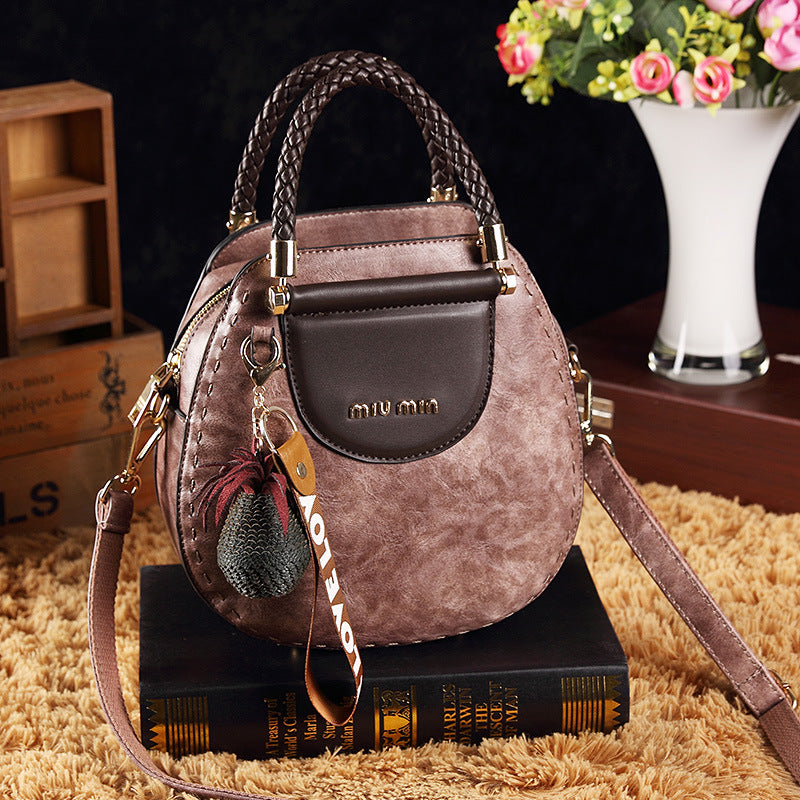 Genuine Leather Vintage Woven Handbag Women's 2025 New Casual All-match Crossbody Bag Fashion Texted Shoulder Bag