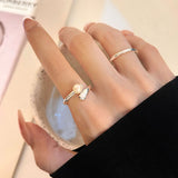 S925 Sterling Silver Freshwater Pearl Ring Women's Open Ring ins Light Luxury High-end Bright Silver Korean-style All-match Small Fresh