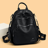 Backpack Women's Soft Leather Small Backpack 2025 New Fashionable Casual All-match Large Capacity Multi-layer Portable Shoulder Crossbody Bag