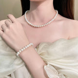 Natural Freshwater Pearl Necklace Three-Piece Set Sterling Silver  suit Mother's Day Gift