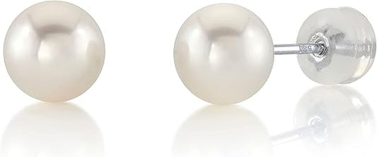 AAA+ Handpicked White Freshwater Cultured Pearl Earrings Studs