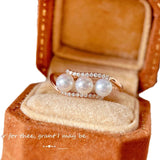 Full Body s925 Sterling Silver Women's Pearl Ring Full Diamond Niche Original Design French Retro Ring All-match New Style