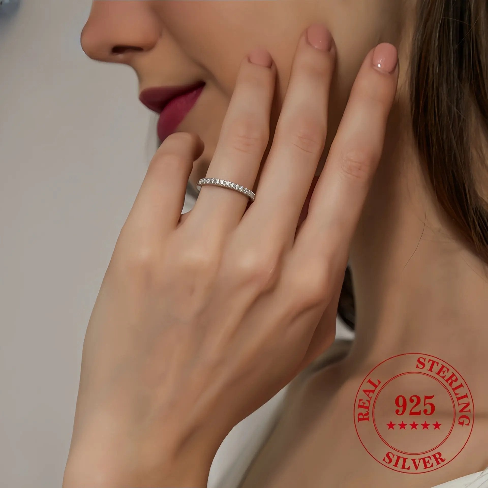 Silver S925 Sterling Silver Niche High-end Ring Women's Simple Full Diamond Finger Ring Super Fairy Gestapa Handpiece TWINKLE QUEEN