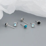 Japanese and Korean s925 Silver ins Niche Design High-grade Sense Geometric Round Agate Pine Stone Earrings Earrings TWINKLE QUEEN