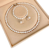 Natural Freshwater Pearl Necklace Three-Piece Set Sterling Silver  suit Mother's Day Gift