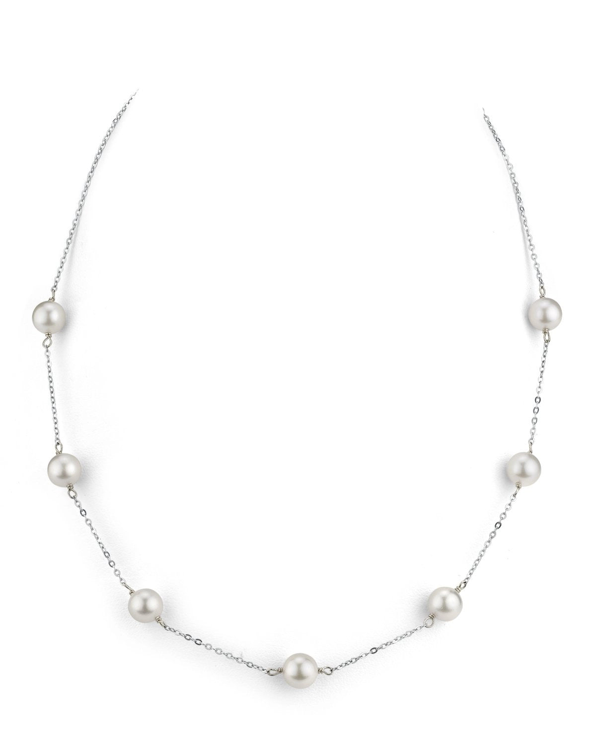 14K Gold Japanese Akoya Pearl 6.5/7mm Tincup Necklace