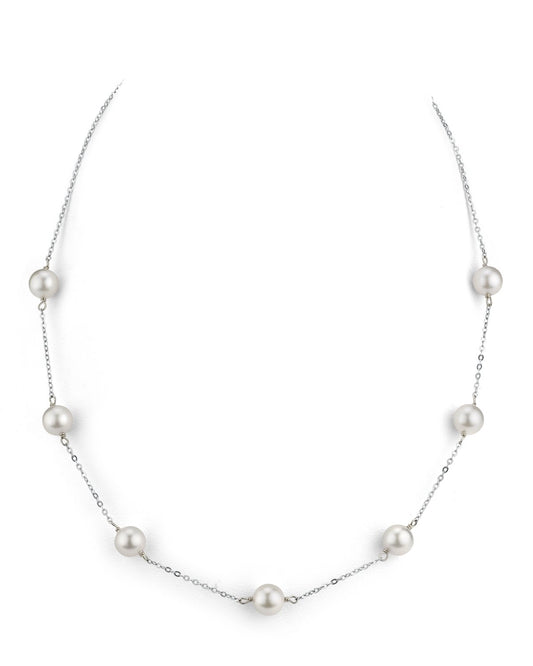 14K Gold Japanese Akoya Pearl 6.5/7mm Tincup Necklace