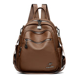 Backpack Women's Soft Leather Small Backpack 2025 New Fashionable Casual All-match Large Capacity Multi-layer Portable Shoulder Crossbody Bag