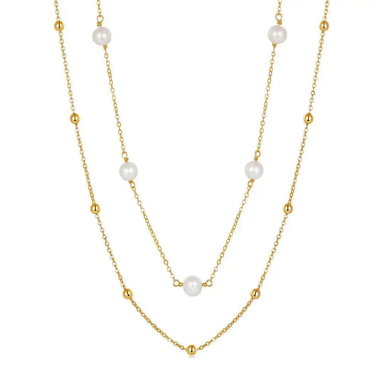 Freshwater pearl necklace 14K gold S925 silver light luxury temperament necklace clavicle chain women