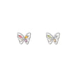 S925 Sterling Silver Flash Color Diamond Butterfly Earrings Women's Sweet ins Cute Mini Color Treasure Earrings Earrings for Hair TWINKLE QUEEN