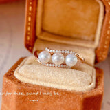Full Body s925 Sterling Silver Women's Pearl Ring Full Diamond Niche Original Design French Retro Ring All-match New Style