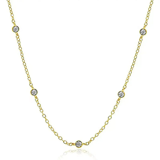 S925 Sterling Silver Necklace Five Diamond Lianzhu European and American Light Luxury Diamond Collarbone Chain Luxury TWINKLE QUEEN