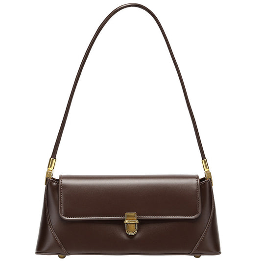 Underarm Bag Retro Niche Design High-end Sense Solid Color Shoulder Hand-held Genuine Leather Women's Bag Spring and Summer All-match Atmospheric Satchel