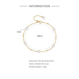 European and American Fashion Simple s925 Sterling Silver Beaded Spacer Small Gold Beads/Pearl Adjustable All-match Bracelet TWINKLE QUEEN