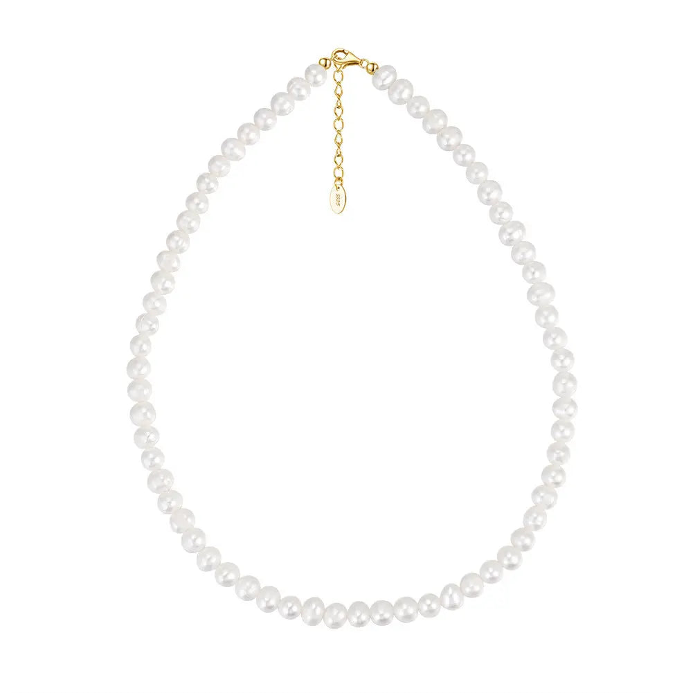 Classic natural freshwater pearl necklace S925 sterling silver chain adjustable necklace manufacturers wholesale clavicle chain TWINKLE QUEEN