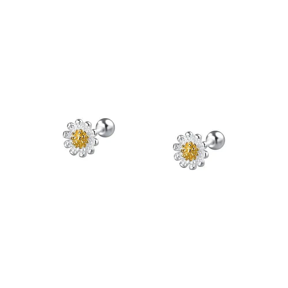 S925 Silver Necklace Earring Female Korean Style Summer Fresh Flower Fresh Autumn Chrysanthemum Short Clavicle Chain TWINKLE QUEEN
