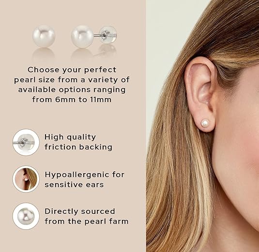 AAA+ Handpicked White Freshwater Cultured Pearl Earrings Studs