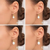 Sterling Silver/Rose Gold Leverback White Freshwater Cultured Pearl Drop Earring for Wedding Jewelry Gift for Women