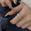 S925 sterling silver pearl ring geometric broken silver irregular design Joint ring light luxury fashion personality tail ring