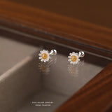 S925 Silver Necklace Earring Female Korean Style Summer Fresh Flower Fresh Autumn Chrysanthemum Short Clavicle Chain TWINKLE QUEEN