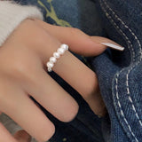 S925 sterling silver pearl ring geometric broken silver irregular design Joint ring light luxury fashion personality tail ring