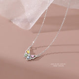 S925 Sterling Silver Flash Color Diamond Butterfly Earrings Women's Sweet ins Cute Mini Color Treasure Earrings Earrings for Hair TWINKLE QUEEN