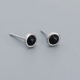 Japanese and Korean s925 Silver ins Niche Design High-grade Sense Geometric Round Agate Pine Stone Earrings Earrings TWINKLE QUEEN