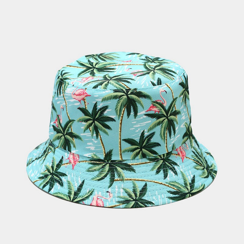 New European and American ins style plant print pattern fisherman hat for women, spring and summer outdoor sun protection and sunshade hat for men, bucket hat