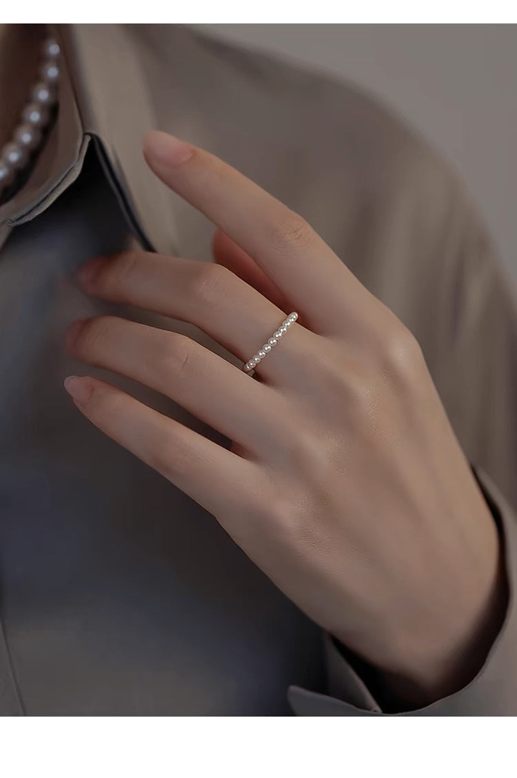 S925 Sterling Silver Retro High-end Sense Overlapping Pearl Ring Niche Unique Tail Ring Light Luxury Sweet Ring  Women