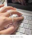 S925 sterling silver pearl ring geometric broken silver irregular design Joint ring light luxury fashion personality tail ring