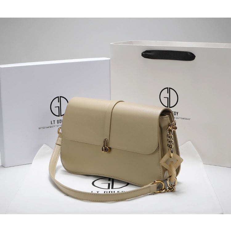 Women's Bag Genuine Leather Niche Entry Luxury Brand Saddle Bag 2025 New Women's Bag Shoulder Underarm Crossbody Bag