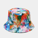 New European and American ins style plant print pattern fisherman hat for women, spring and summer outdoor sun protection and sunshade hat for men, bucket hat