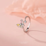 S925 Sterling Silver Flash Color Diamond Butterfly Earrings Women's Sweet ins Cute Mini Color Treasure Earrings Earrings for Hair TWINKLE QUEEN