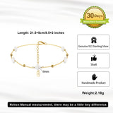 Natural Shell 14K Gold Plated 925 Sterling Silver Four-leaf Clover Anklet