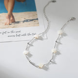Natural Shell 14K Gold Plated 925 Sterling Silver Four-leaf Clover Anklet