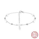 Natural Shell 14K Gold Plated 925 Sterling Silver Four-leaf Clover Anklet