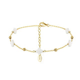 Natural Shell 14K Gold Plated 925 Sterling Silver Four-leaf Clover Anklet