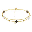Black shell 14K Gold Plated 925 Sterling Silver Four-leaf Clover Double Anklet
