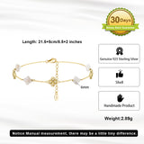 Natural Shell 14K Gold Plated 925 Sterling Silver Four-leaf Clover Anklet