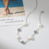 Natural Shell 14K Gold Plated 925 Sterling Silver Four-leaf Clover Anklet