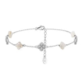 Natural Shell 14K Gold Plated 925 Sterling Silver Four-leaf Clover Anklet