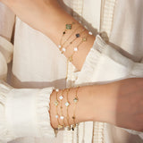 Black shell 14K Gold Plated 925 Sterling Silver Four-leaf Clover Double Bracelet