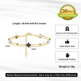 Black shell 14K Gold Plated 925 Sterling Silver Four-leaf Clover Double Bracelet