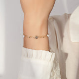 Black shell 14K Gold Plated 925 Sterling Silver Four-leaf Clover Double Bracelet