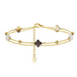 Black shell 14K Gold Plated 925 Sterling Silver Four-leaf Clover Double Bracelet