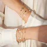 Natural Shell 14K Gold Plated 925 Sterling Silver Four-Leaf Clover Bracelet